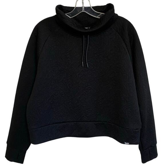 Juicy Couture Sport Black‎ Quilted Crop Funnel Neck Pullover Sweatshirt- L - Picture 2 of 15